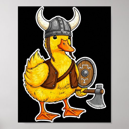 Viking Duck Funny Warrior Design Poster (Voorkant)