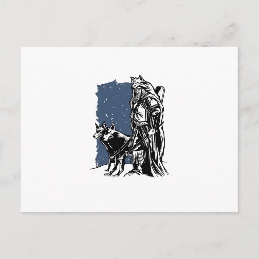 Viking en wolven briefkaart (Voorkant)