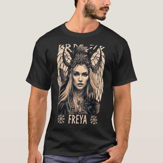 Viking Goddess Freya Shieldmaiden Celtic Mythology T-shirt (Voorkant)