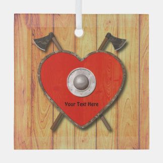 Viking Heart Shield Glas Ornament