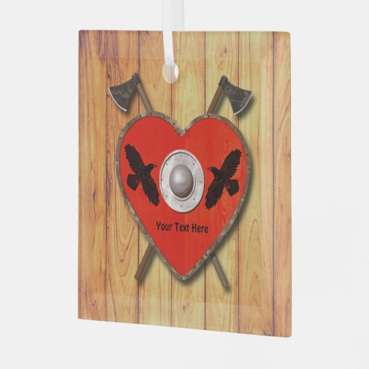 Viking Heart Shield - Raven Glas Ornament (Voorkant links)