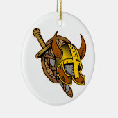 Viking Helmet, Sword & Shield Tattoo Keramisch Ornament (Rechts)