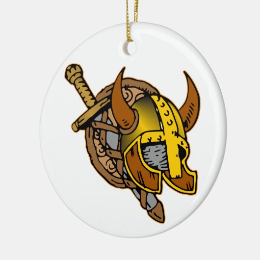 Viking Helmet, Sword & Shield Tattoo Keramisch Ornament (Links)
