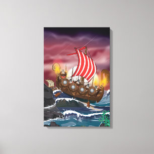 Viking invasievloot canvas afdruk