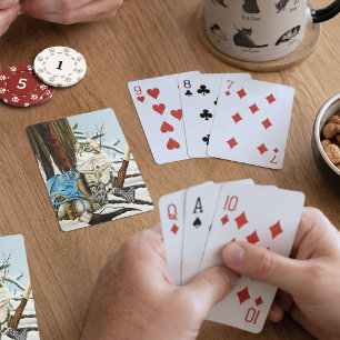 Viking Kat Blauwe Draak Fantasie Pokerkaarten