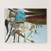 Viking Kat Blauwe Draak Legpuzzel (Horizontaal)