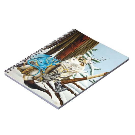 Viking Kat Blauwe Draak Notitieboek (Linkerzijde)