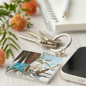 Viking Kat Blauwe Draak Sleutelhanger (Voorkant Rechts)