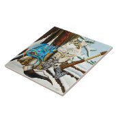 Viking Kat Blauwe Draak Tegeltje (Zijkant)