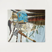 Viking Kat Blauwe Draak Wandkleed (Voorkant (horizontaal))