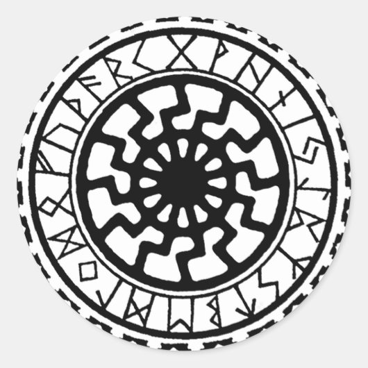 Viking Keltische Zon Rune Kalender Ronde Sticker (Voorkant)
