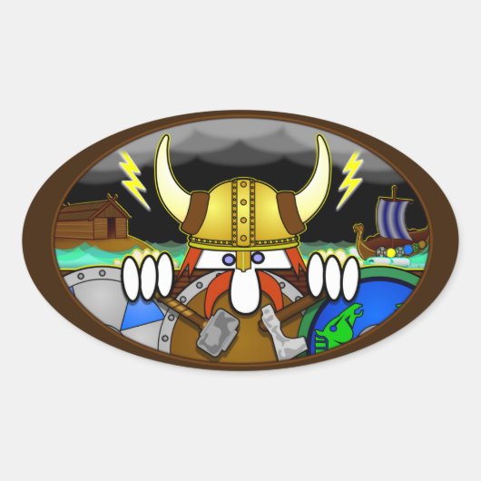 Viking Kilroy Ovale Sticker (Voorkant)
