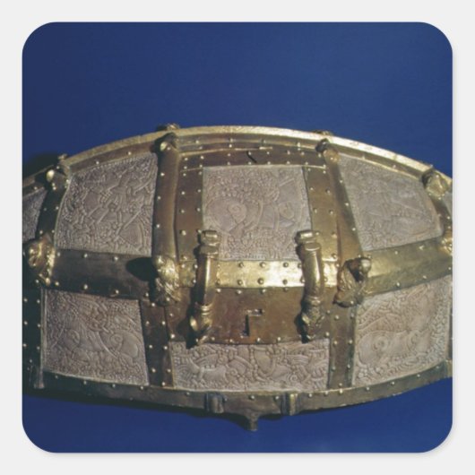 Viking kist voor goud vierkante sticker (Voorkant)