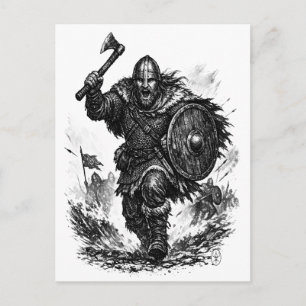 Viking krijger charge - Inktgevecht Briefkaart