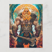 Viking krijger met bijl Noorse mythologie strip