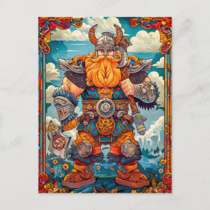 Viking krijger met bijl Noorse mythologie strip Briefkaart