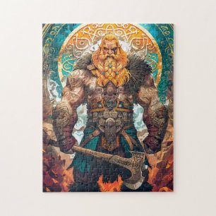 Viking krijger met bijl Noorse mythologie strip Legpuzzel