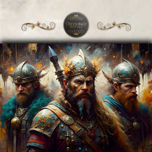 Viking krijgsheer koningen portret decoupage tissuepapier