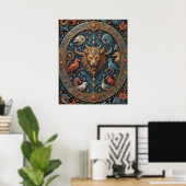 Viking Lion Shield Poster (Thuiskantoor)