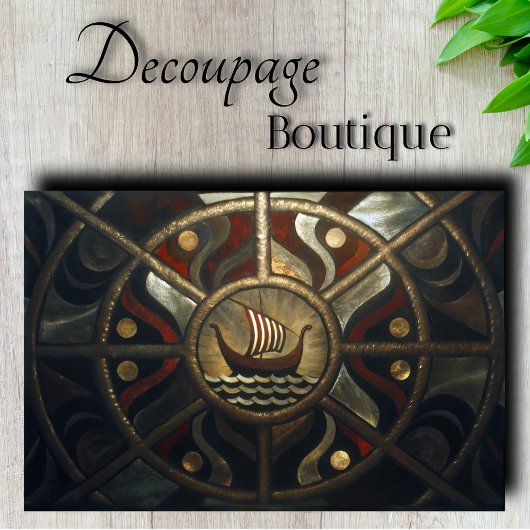 Viking Longship Medallion Decoupage Tissuepapier