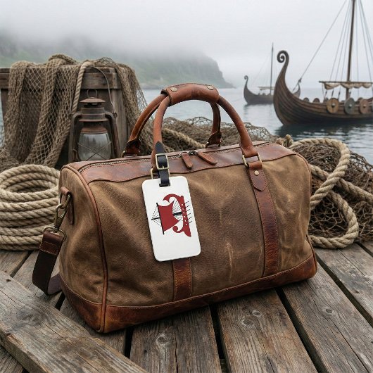 Viking Longship Silhouette Drakkar Ship Bagagelabel