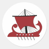 Viking Longship Silhouette Drakkar Ship Ronde Sticker (Voorkant)