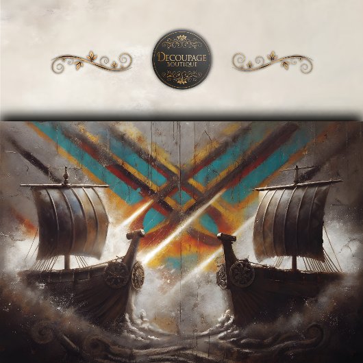 Viking Longships Duel Decoupage Tissuepapier