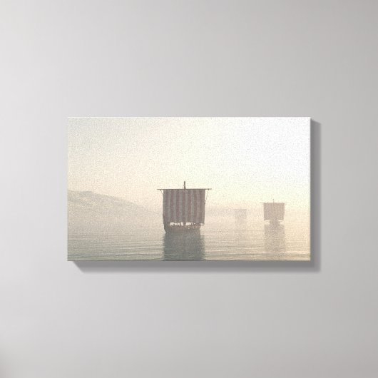 Viking Longships in de vuist Canvas Afdruk (Voorkant)