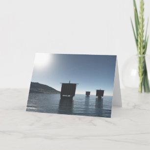 Viking Longships Naderen op een Moonlit Night Kaart