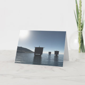 Viking Longships Naderen op een Moonlit Night Kaart