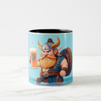 Viking Man Drinken Bier Tweekleurige Koffiemok