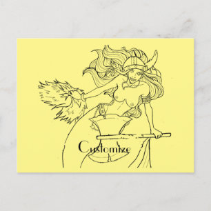 Viking Mermaid Warrior Thunder_Cove Briefkaart