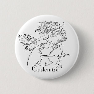 Viking Mermaid Warrior Thunder_Cove Ronde Button 5,7 Cm