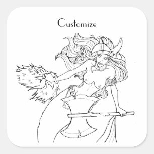 Viking Mermaid Warrior Thunder_Cove Vierkante Sticker