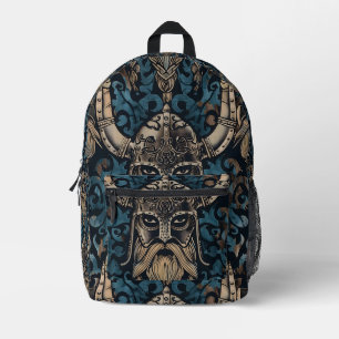 Viking met een gevlochten baard bedrukte rugzak