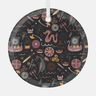 Viking: naadloos, grafisch ontwerp. glas ornament