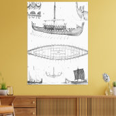  Viking Naval Ship Geschiedenis en Diagram Canvas Afdruk (Insitu (Woonkamer))