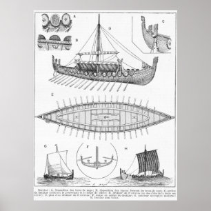Viking Naval Ship Geschiedenis en Diagram Poster