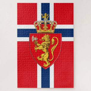Viking Noordse Noorwegen Noorse vlag/wapenschild Legpuzzel