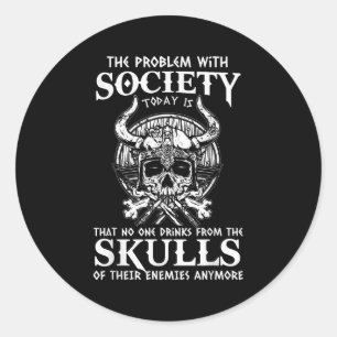 Viking Nordic Valhalla Odin Grappige samenleving p Ronde Sticker