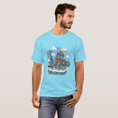 Viking Octopus Cartoon Funny Womens | Mens Skyblue T-shirt (Voorkant volledig)