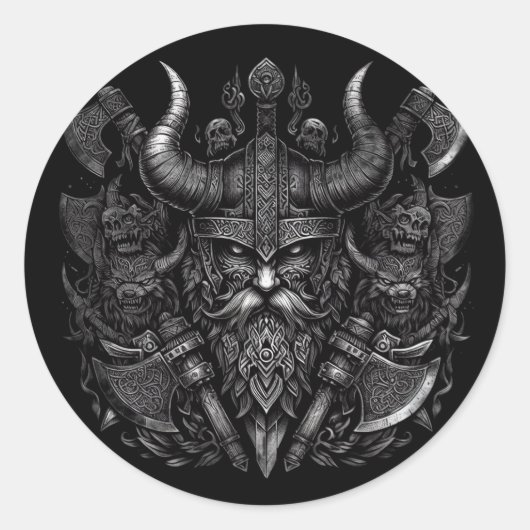 Viking-ontwerp Ronde Sticker (Voorkant)