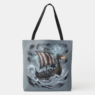 Viking op draakenschip draagtas