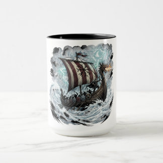 Viking op draakenschip mok