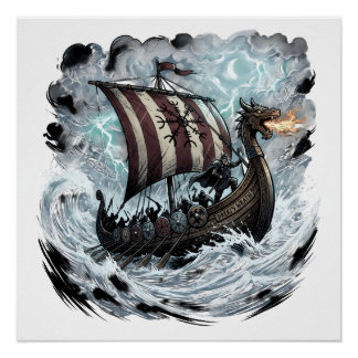 Viking op draakenschip perfect poster