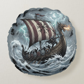 Viking op draakenschip rond kussen