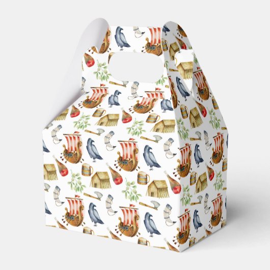 Viking party theme boys blue red pattern bedankdoosjes (Voorkant Zijde)