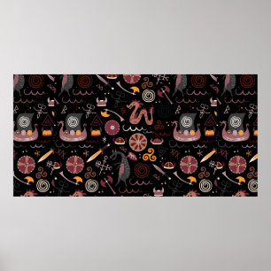 Viking patroon naadloos design grafisch poster