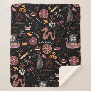 Viking patroon naadloos design grafisch sherpa deken