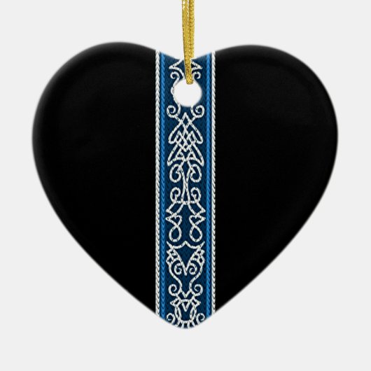 Viking Pattern Blue Keramisch Ornament (Voorkant)